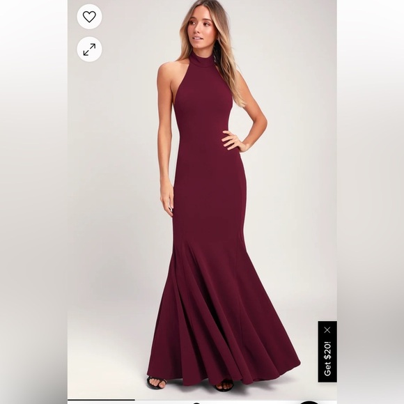 Lulus Dresses & Skirts - NWT Lulu’s Slice Of Joy Burgundy Halter Maxi Dress XL